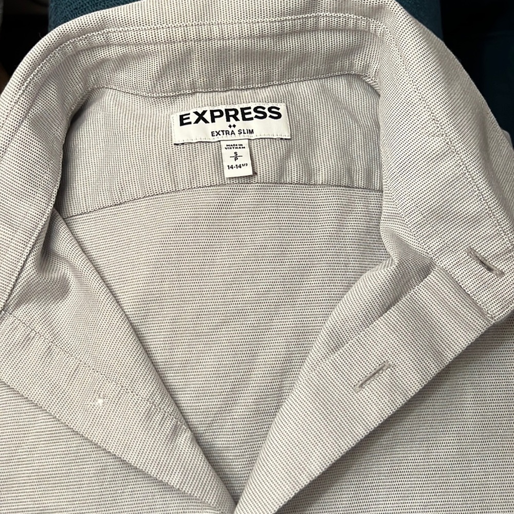 Express Fitted Button Down Top Shirt gray white Size Small